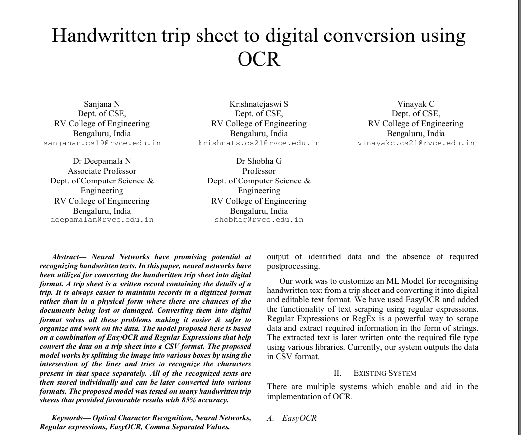 HandWrittenTripSheet OCR