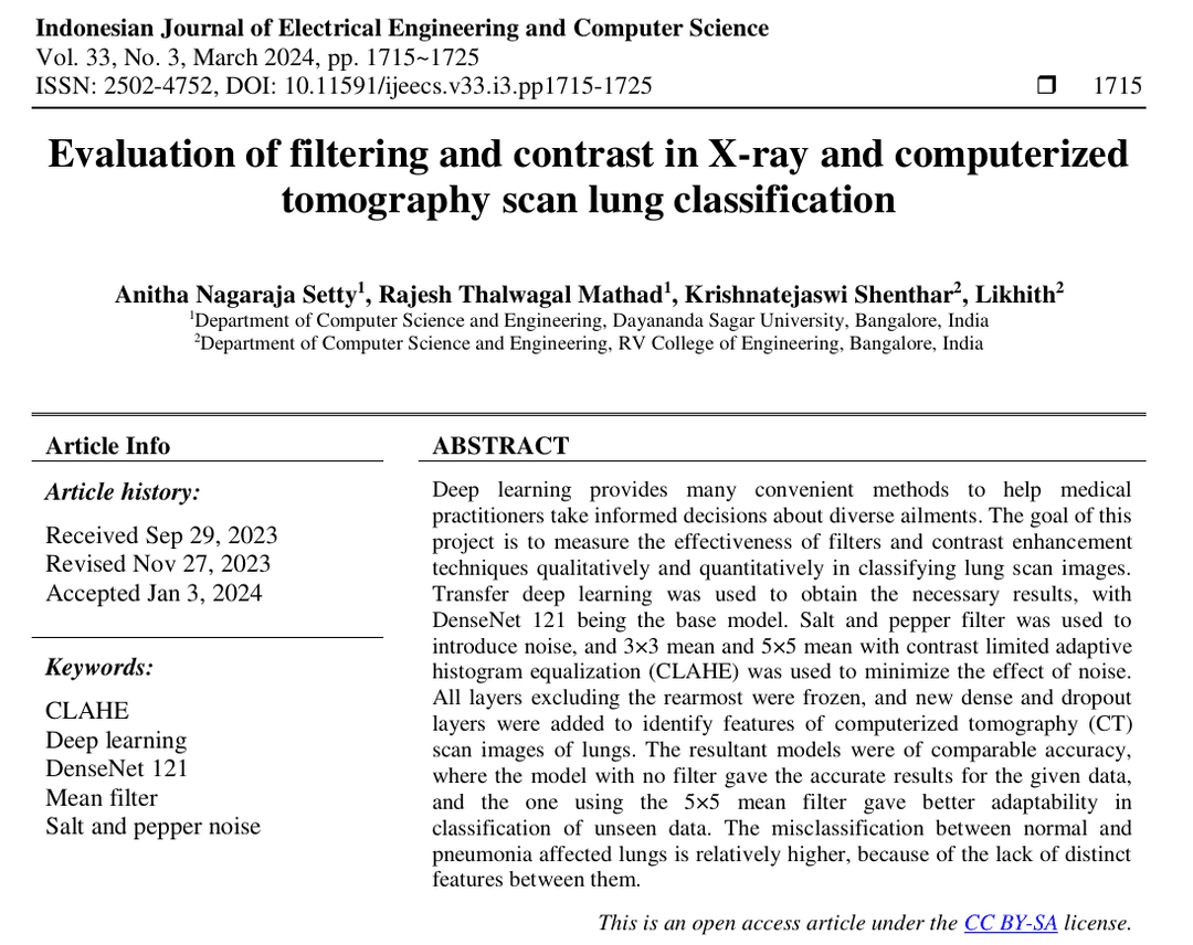 Evaluation of filters in CT and Xray images of Lungs classification