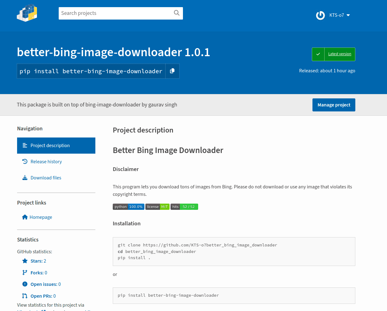 Preview for Better Bing Image Downloader